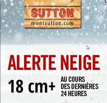 Alerte de neige 18 cm et plus au mont Sutton