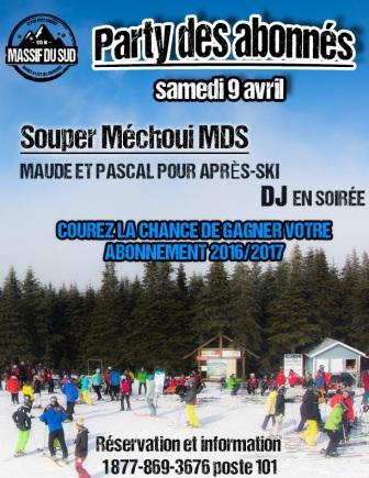 MASSIF DU SUD - PARTYDES ABONNÉE - SAMEDI 9 AVRIL