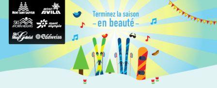 Conditions de ski - Dernier weekend d'avril!  Encore du ski de printemps au Québec...Mt St Sauveur et Mt Comi