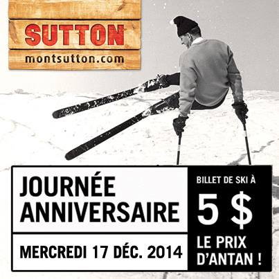 Mont Sutton, une journée d'anniversaire 17 dec 2014 Condition de ski RSA